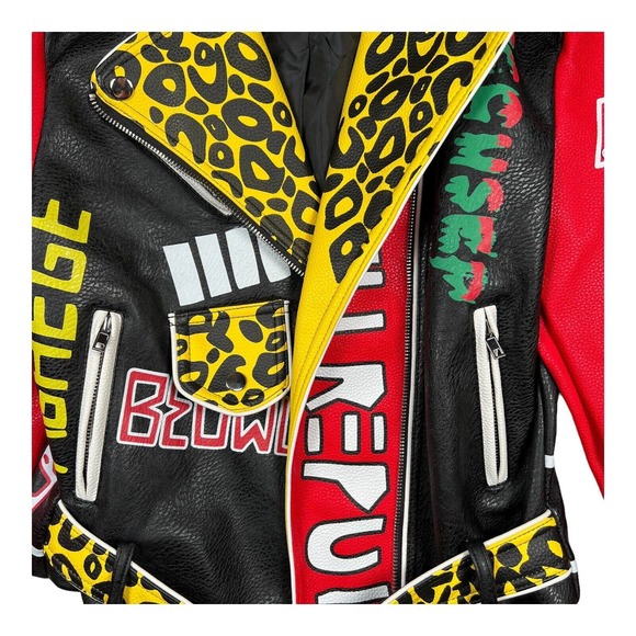 RARE AZALEA WANG Punk Rock Star Tiger Moto Jacket Exploited Veni Vidi Vici sz M - Picture 4 of 6